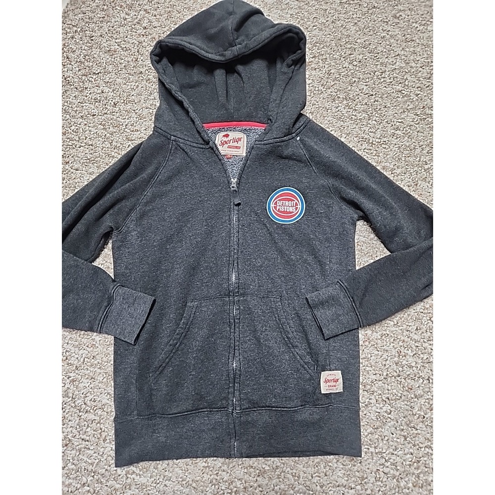 NBA Detroit Pistons Sportiqe Apparel Full Zip‎ Charcoal Hoodie Womens Medium